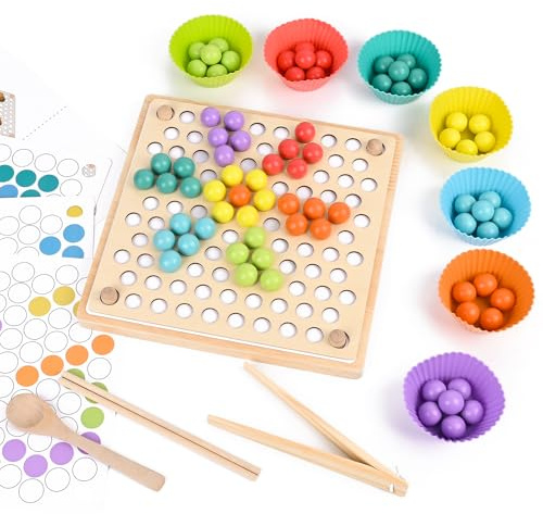 Gaethra Juguetes Montessori 3 Años, Juguetes de Madera Niños, Juguetes Niños para Motricidad Fina & Psicomotricidad Infantil, Mejorar la Coordinación Mano Ojo, Apto para Niños a Partir de 3 Años