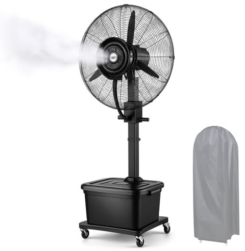 Generico Raffreddatore D’Aria con Serbatoio Acqua 42L Ventilatore Nebulizzatore da Esterno Ventilatore Portatile Ventilatore A Piantana Potente per Terrazza Officina Garage(650mm)
