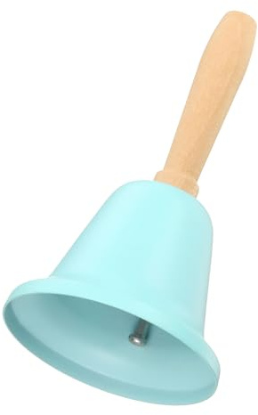 QUARKZMAN Campanilla Pequeña De Mano 2.36 Campana De Servicio con Mango De Madera para Fiestas Navideñas Restaurantes Cenas Entrenamiento De Animales Decoración del Hogar Azul