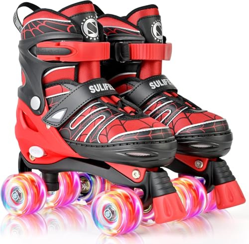 SULIFEEL Patines ajustables niños, 4 tallas, ruedas con luz | Para edades 3-12, ideal para principiantes, apto para interior y exterior, estabilidad y comodidad