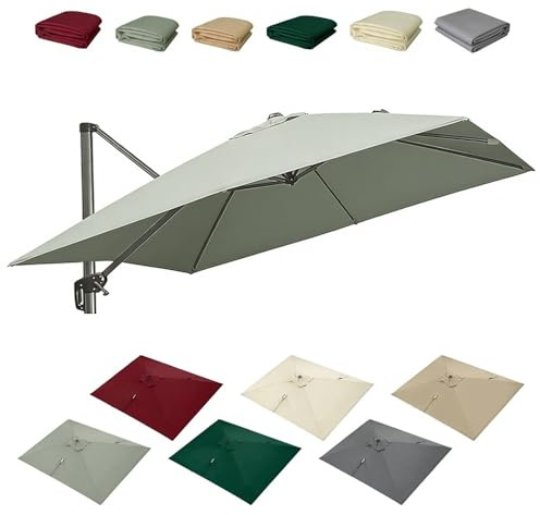 HOUKOIKBUG Telo Di Ricambio Per Ombrellone Da Esterno 3x3cm Copertura Di Ricambio Per Ombrellone Quadrato 8 Stecche Baldacchino Di Ricambio Per Giardino Piscina(Taupe,3x3m/9.8x9.8ft)