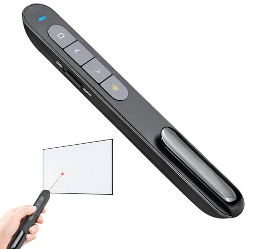 Puntero laser presentaciones Inalámbrico — Pasador diapositivas PowerPoint Bluetooth & 2,4 GHz con Dongle USB, Control de Volumen y Navegación Multifunción, Compatible Windows Mac Laptop