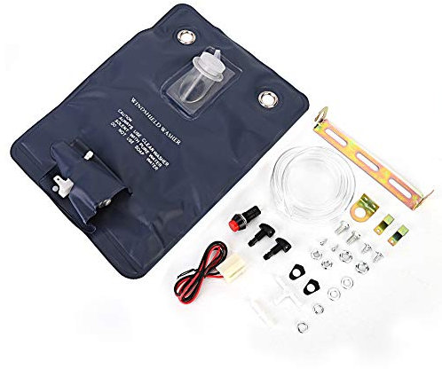 Kit borsa lavavetri per parabrezza, pompa lavacristallo universale 12V con kit borsa bottiglia adatta per auto d'epoca 151286776374