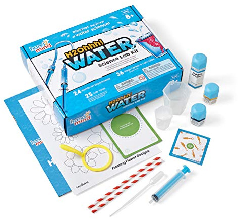 hand2mind H2Ohhh! Water Science Kit, Chemistry Kit for Kids 8-12, Chemistry Set, Science Kits & Toys, 24 Science Experiments, 1 Career & Lab Guide, Color Chemistry, Bubbles, Tornadoes, STEM Toy