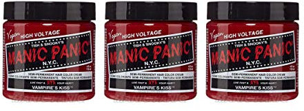 Manic Panic Vampire's Kiss Classic Creme, vegan, tierversuchsfrei, rote semipermanente Haarfarbe, 3 x 118 ml