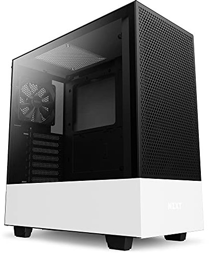 NZXT H510 Flow - CA-H52FW-01 - Compact ATX Mid-Tower PC Gaming Case - Perforated Front Panel - Tempered Glass Side Panel - Cable Management System - Water-Cooling Ready - White/Black