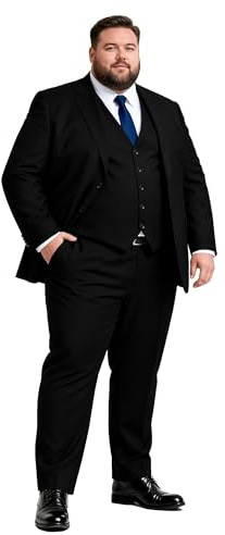 GATMSTZ 3 Piece Suits for Men Big and Tall Regular Fit Blazer Men Tuxedo Suit Set Classic Fit Jacket Vest Pants (Black 64R)