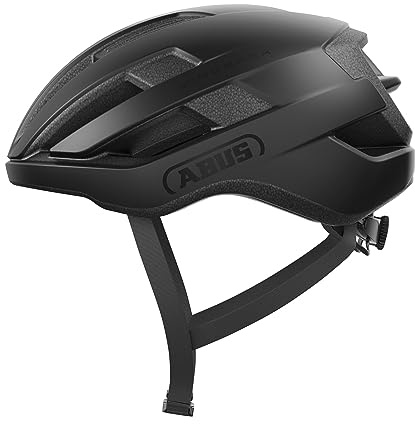 ABUS Rennradhelm WingBack – einfacher Roadhelm für sportliches Fahren im Alltag und in der Freizeit – für Erwachsene und Jugendliche – Schwarz, Größe M