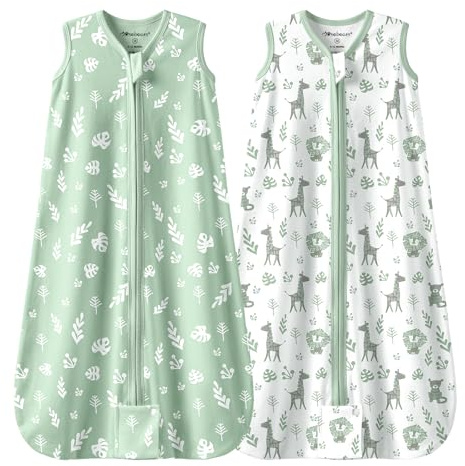 Mosebears 2 Paquets Gigoteuse d'été pour bébé 0,5 tog Turbulette 100% Coton Gigoteuse Respirante pour bébé(Green,6-12 Mois)