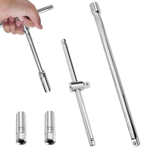 GVPOELR 2 Stück T Griff Zündkerzenschlüssel, Universal Flexibel Zündkerzenschlüssel, Schiebe T-Griff Entferner, für Zündkerzen 14mm /16mm Schwenkbare Magnetische, für Auto Motorrad