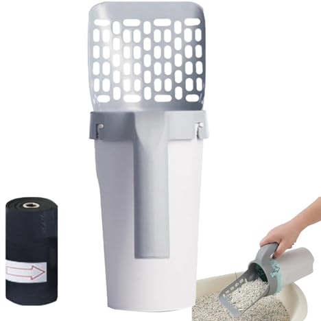 Cat Litter Scoop, Upgraded Cat Poop Scoop With Holder, Litter Tray Scoop With 20 Count Refill Bags, Large Capacity Portable Litter Shovel, Cat Litter Shovel With Holder And Waste Can