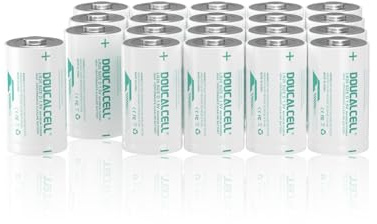 Doucalcell D Batteries 20 Pack, 1.5V Long-Lasting High Power Alkaline D Cell Batteries for Flashlights, Toys, Clocks, Radios, Smoke Detectors - Leak Proof & 10-Year Shelf Life