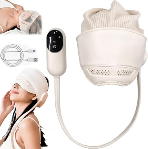 Yiokii - Massaggiatore per testa compressa e riscaldamento oculare, massaggiatore per la testa per mal di testa, elettrico, sollievo dalle emicranie, cappuccio massaggiatore aiuta a ridurre la
