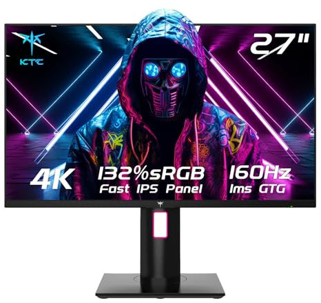 KTC 4K Gaming Monitor 160Hz | 27 Inch | UHD 3840x2160P | Fast-IPS 1ms | Adaptive Sync | HDR400 | 132% sRGB, 97.5% DCI-P3 | 400 Nits | HDMI 2.1, DP 1.4 | Adjustable Bracket | VESA Wall Mount