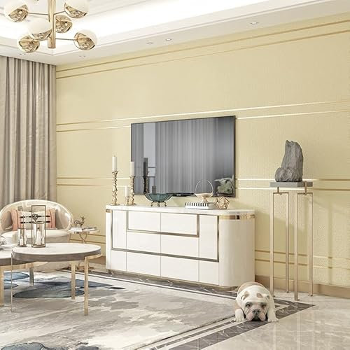 Tarwanear Horizontal and Vertical Striped Wallpaper Yellow Sparkling Embossed Modern Wallpapers Nordic Thick Textured Wall Paper for Living Room Adults Teenager Bedroom Lounge Hallway Hall