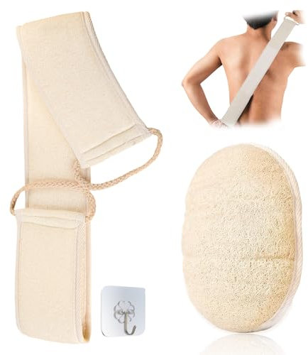 Natürlicher Luffa Schwamm Peeling Körper Wäscher Set,Luffa Schwamm und Massagegurt,Nachhaltiger Naturschwamm,Duschschwamm Luffa Pad,Massageschwamm,Körperschwamm