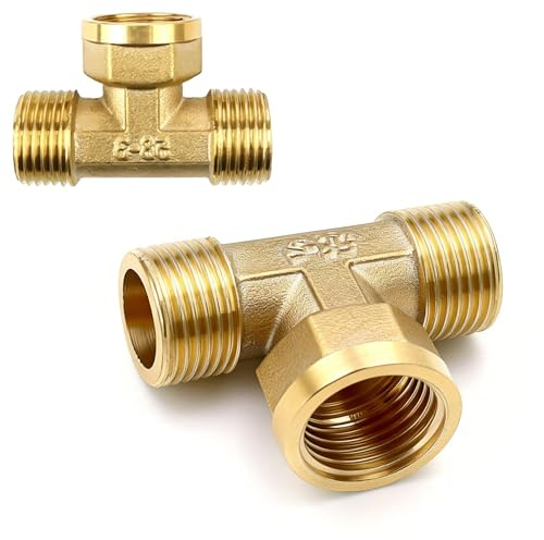 DIYCUT 2 Piezas Codo en T Latón 1/2 Alta Presión, Conexión de Agua en T de 3 vías, accesorios de conexión de tubería igual, para Agua Potable, Calefacción, Fontanería & Aire Acondicionado
