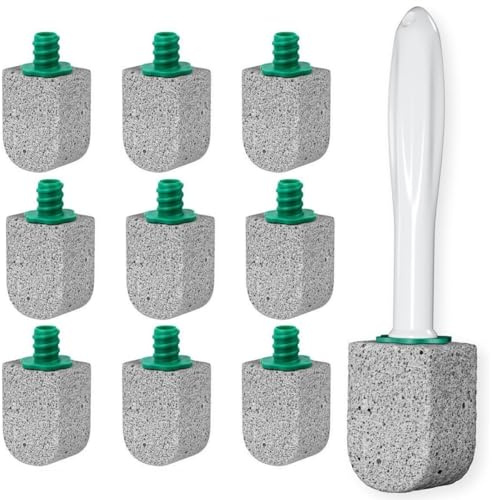 Pietra Pomice Naturale Pulizia con Manico,Bastone Pomice Pulitore,Pietra Pomice Spazzole,Blocco di Pulizia per WC,Bagno,Cucina e Piscine,Macchie Ostinate,Calcare e Urina,Grigio,10 pezzi