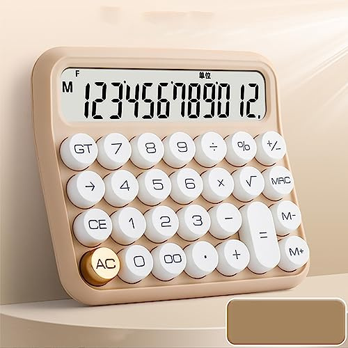 Generic Calculadora Mecánica, Teclas Extraíbles, Botón Grande Que Evita Resbalones, Calculadora de Oficina para el Hogar (Color del té con Leche)