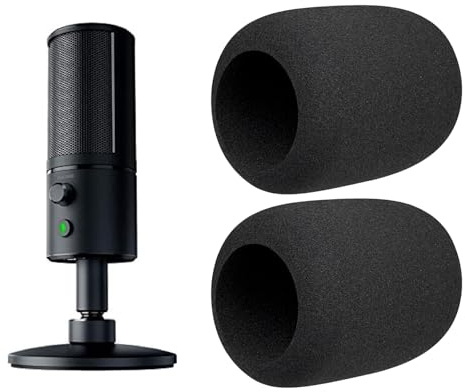 SOULWIT 2 Piezas Espuma Micrófono Filtro Antipop para Razer Seiren X, Mic Cubierta Pantallas antiviento Parabrisas - Negro