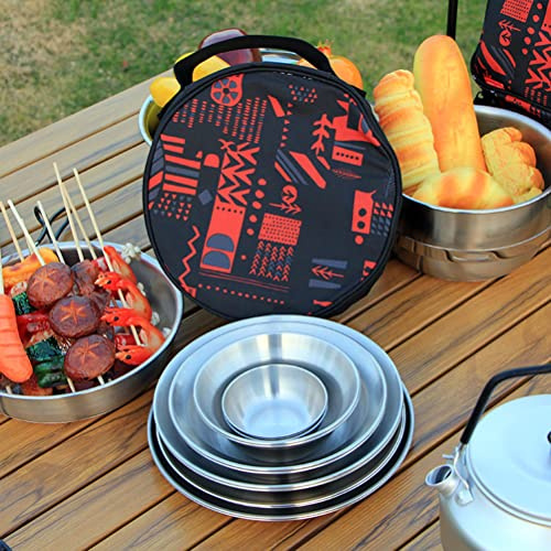 Sahgsa Campingdisk i Rostfritt Stål Rostbeständigt Köksredskap för Matlagning Utomhus Bärbar Miljövänlig för Camping, Vandring