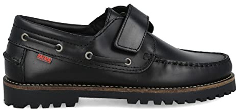 PAYMA - Chaussures Bateau Sport pour Homme Femme Enfant Garçon Unisexe en Cuir. Grandes Tailles. Fermeture Lacets et Contact. Semelle en Caoutchouc. Noir 41 EU