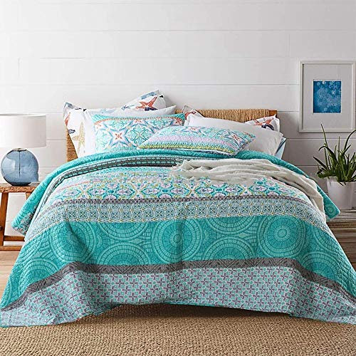 Tagesdecke Gesteppt Baumwolle 230x250 Bettüberwurf Steppdecke Patchwork Doppelbett Mit Kissen, 3-teilige Bettdecke Stepp Decke Doppelbett Unterfüttert Und Gesteppt,230x250cm