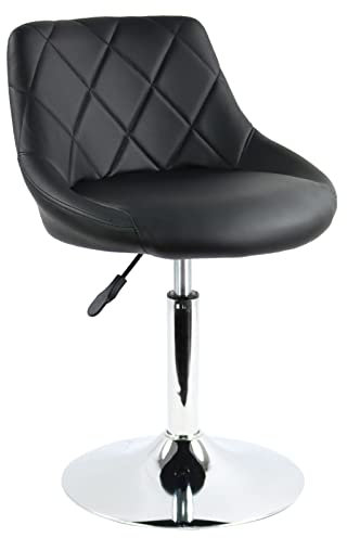FURWOO PU Leather Low Bar Chair Height Adjustable Swivel Check Backrest Semi-enclosed Backrest for Barber Shop Counter Home Kitchen Front Desk Cashier Beauty Salon Breakfast Bar Stool(Black)