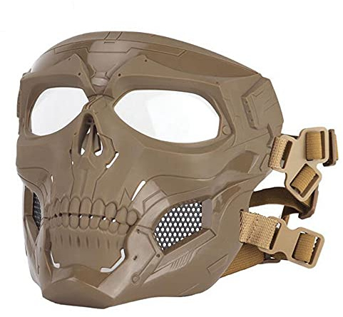ACEXIER Maschera Tattica Airsoft, Maschere Pieno Facciale Scheletro Teschio con Occhiali Antiurto Esercito Fan Forniture Caccia Maschere Paintball per Moto Ciclismo Escursionismo Maschera Militare
