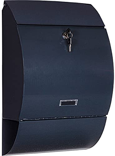 STILISTA Hochwertiger Wandbriefkasten mit Zeitungsfach, Pulverbeschichtung, Designwahl - Halbrund, Anthrazit