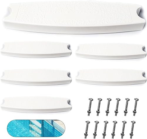 Tongas (6-pack, vit) 45,72 cm (18 tum) universell trappstege, ersättning tungt gjuten plast, simbassängstege med rostfria stålbultar för pool över marken