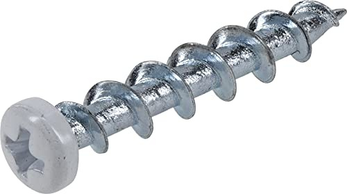 Hillman Borefast Drywall Anchors, Holds 50 Pounds in Drywall and 200 Pounds in Concrete, 1 1/2 Pan Head, White, 75-Pack, 377632