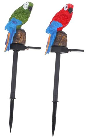 OSALADI 2st Solar-papagei-licht Solar-gartenleuchten Outdoor-solar-gartenpfahllicht Römische Aquariendekoration Vogelfiguren Für Den Garten Eule Gartenlicht Tiki-dekor Stehlampe Led Harz