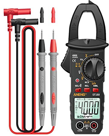 ST180 4000 recuentos Probador de pinza de corriente amperimétrica digital Multímetro Pinza multímetro Voltímetro Amperímetro Voltaje CA CC Medidor de corriente universal CA NCV