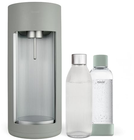 Mysoda Glassy - Gasatore d’acqua per l’acqua frizzante con bottiglia in vetro (senza bombola di CO2) - Verde salvia