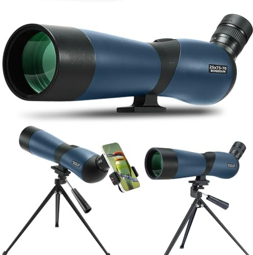 25-75×70 Spektiv, Jagd Spektiv für das Schießen Ziele, Teleskope-Wasserdichtes Zielfernrohr mit BAK4 Prisma Stativ Telefon Adapter Tragetasche, für Zielschießen Vogelbeobachtung Jagd Wildtiere