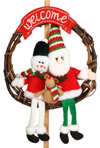 Ghirlanda natalizia in rattan, ghirlanda decorativa per portico, ghirlande da parete per porta d'ingresso, ornamento per ghirlande, ghirlande per bambole, decorazione per porta festiva, ghirlanda