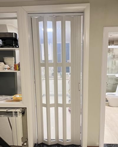 Porte Accordéon Interieur Portes Pliantes en Bois pour Portes de Séparation, Barrière de Séparation Temporaire pour Buanderie, Panneaux D'écran Enroulables en PVC pour Couloir de Séchoir(25x40in(63.5x