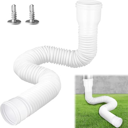 Hengrongshen 1 pieza de extensión flexible para canalones y bajantes, 80/100 mm extensible para canalon de 47 a 150 cm, extensión canalones pvc para lluvia tejado, blanco