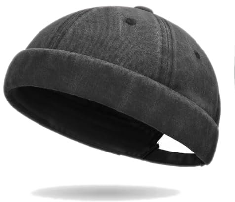 Van Der Rich ® - Cap Reiner Baumwoll Hat Docker Verwaschen Verstellbare Kappe - Herren (Schwarz)