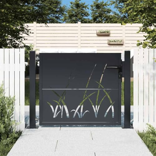 Clôture de jardin avec portail Panneaux de clôture extérieurs,Portail de jardin Anthracite 105x80 cm Acier Design Herbe pour Entrées, Couloirs, Terrasses, L'extérieur, L'intérieur