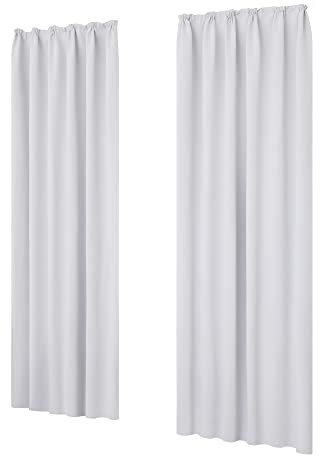 Deconovo Thermo Gardinen verdunklungsvorhänge mit Kräuselband, 245x140 cm(HöhexBreite), Silber Grau, 2er Set