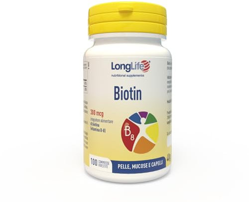 LongLife® Biotin 300 | Integratore di biotina a dosaggio ottimale | Benessere di pelle, capelli, unghie | Oltre 3 mesi di trattamento | Vegano e senza glutine