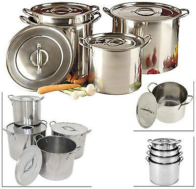 Vintage Gourmet ® Stainless Steel Stock Pot with Lid - Bottom Deep Stew Sauce Soup Pasta Cooking Pot Home Brew Boiling Catering Pot (26cm Diameter x 22cm High - 11.5 Litre)