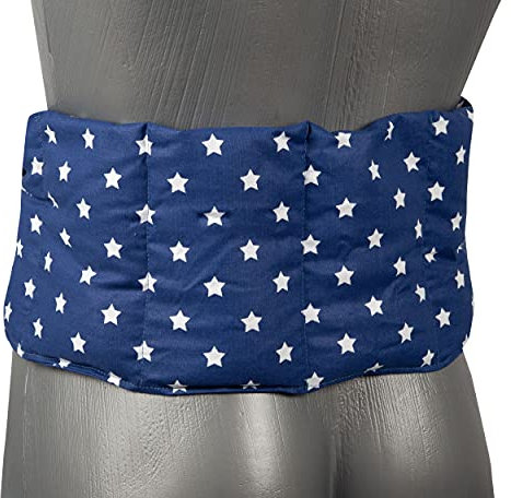 Traubenkernkissen 7-Kammer mit Band, 65x15 - Wärmekissen, Körnerkissen, Mikrowelle und Backofen - Kissen mit Bänder, Traubenkerne, Sterne-blau