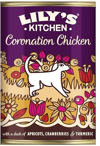 Lily's Kitchen naturlig vuxen hundmat våtburkar – kröning kyckling – komplett måltid recept (6 burkar x 400 g)