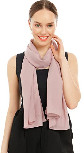 Chiffon Schal Damen Soft Pink - Seidenweich und Federleicht - Eleganter Halstuch Schal - Polyester Tuch Halstuch Damen Frühling Sommer - Pflegeleichtes Schaltuch - Damenschal Leicht (Soft Pink)