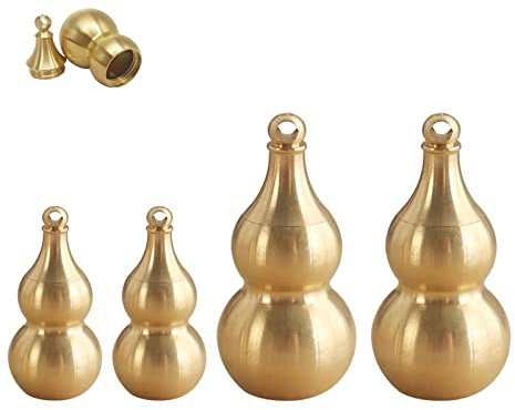 4 Piezas Latón Calabaza, Llaveros Colgantes de Calabaza, Calabaza de latón para Feng Shui, Estatua de Calabaza, Fundición Ligera Durable de la Calabaza de Feng Shui para la Decoración del Hogar