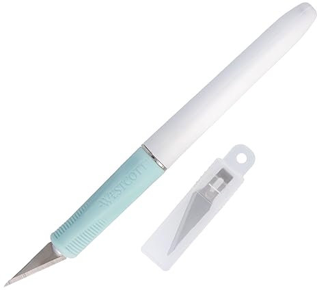 Westcott Coltello fai da te con bisturi, coltello con 4 lame di ricambio come coltello di precisione per fai da te e progetti fai da te, ideale per carta, cartone, cuciture, vinile, feltro, tessuto e