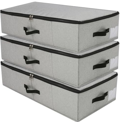 Boîte de Rangement en Tissu Cationique Spécial, Économiseur d'Espace, Empilable, Pas de Déformation du Contenant en Déplacement, pour Tissus Délicats, Vêtements, Literie, Jouets, Lot de 4, 75x38x18 cm